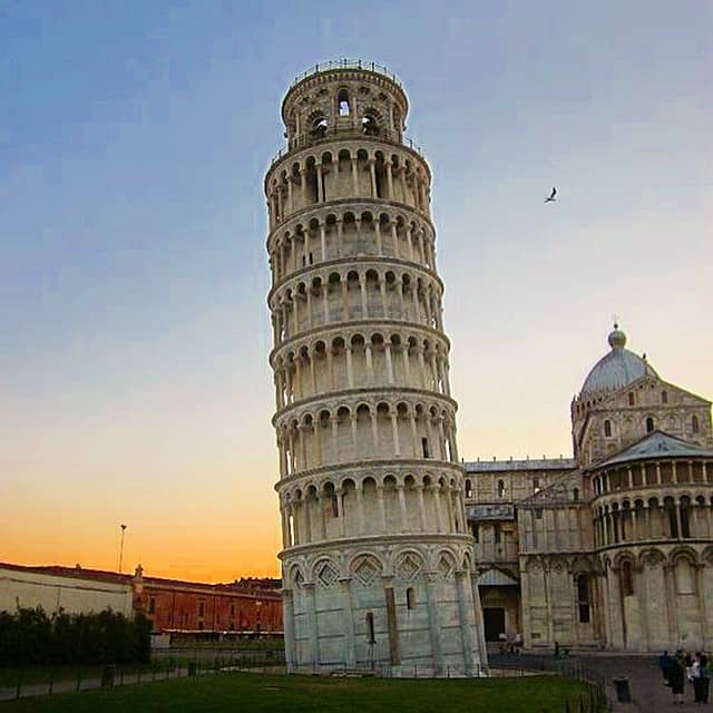 Leaning Tower of Pisa at Sunset