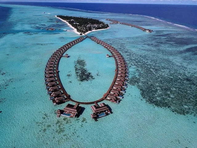 Aerial shot of the Pullman Maldives
