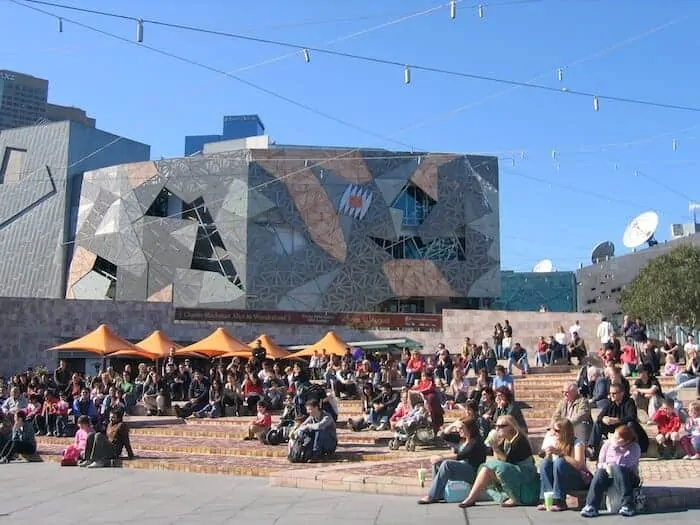 Federation Square in Melbourne's CBD on a sunny day