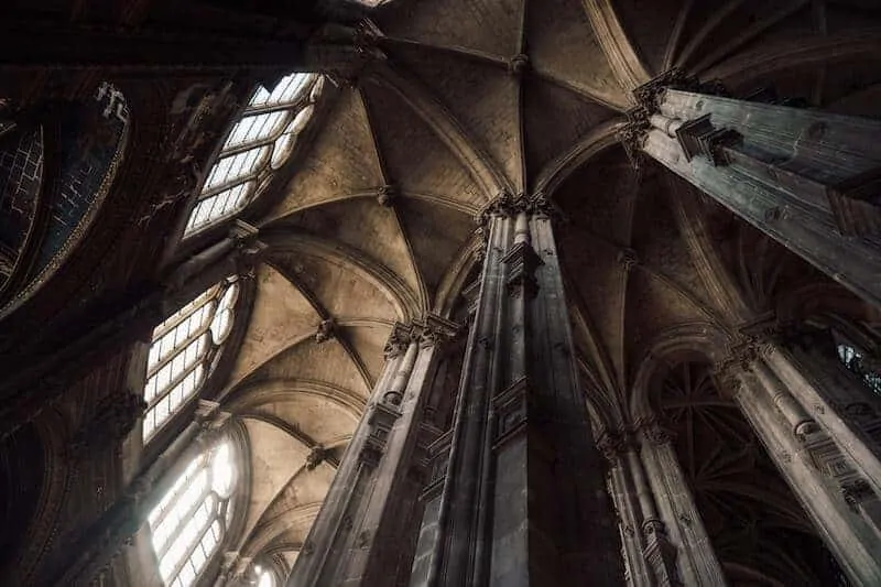 Looking upwards into the arches of a gothic church - Architecture Photography Tips