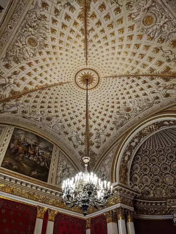 The Small Throne Room Celing and Chandelier in the Hermitage Museum