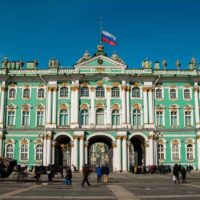 Green Facade of the State Hermitage Museum St Petersburg Russia