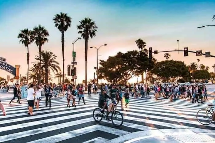 California Intersection Crossing with sunset