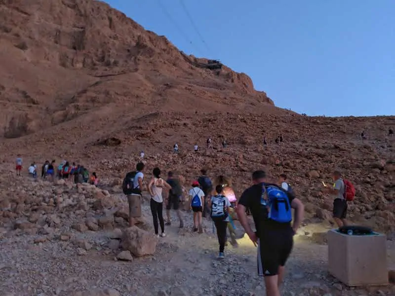 Groups climbing Masada for Sunrise