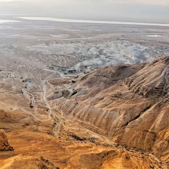 Looking down from the top of Mount Masada Israel