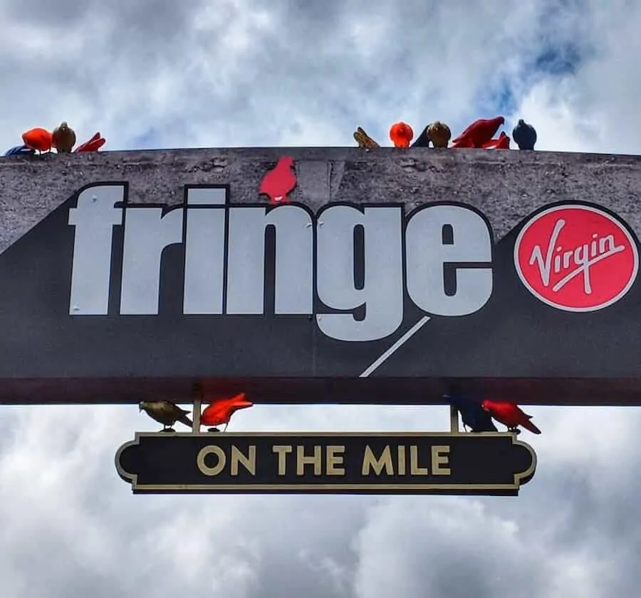 Fringe Sign above the Royal Mile in Edinburgh
