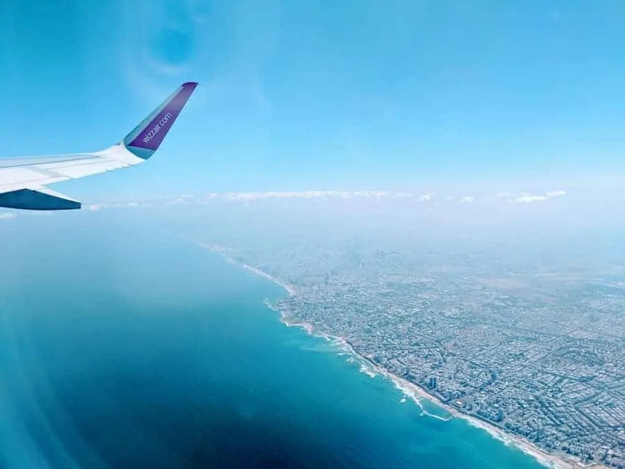 Plane Window above Tel Aviv