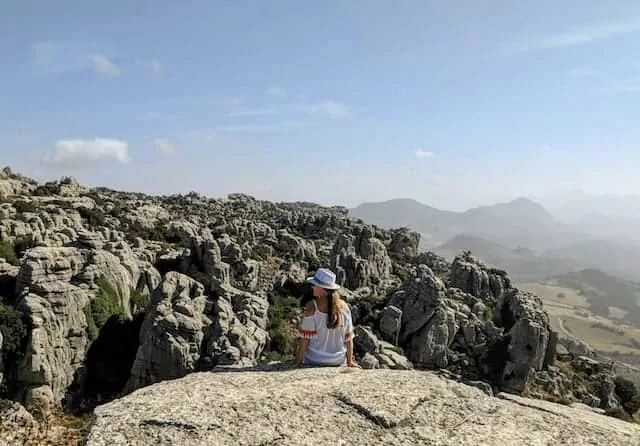 Sitting in Torcal De Antequera Spain