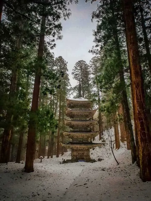 Mount Haguro 5 Pillar pagoda in the forest