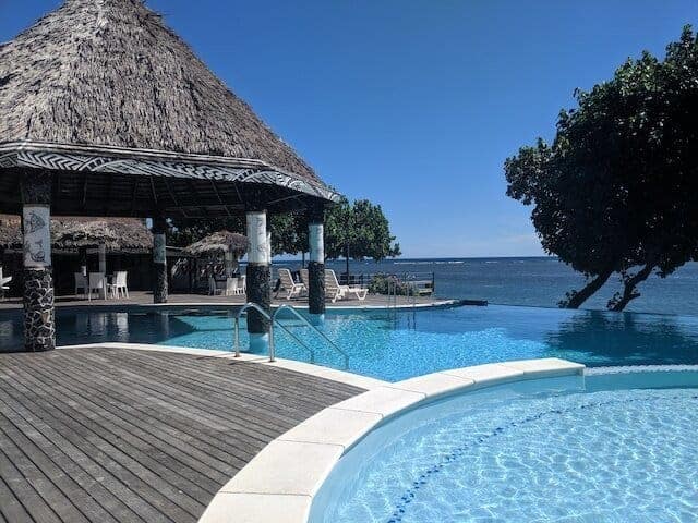 The Swimming Pool and Fale at Stevensons at Manase in Samoa