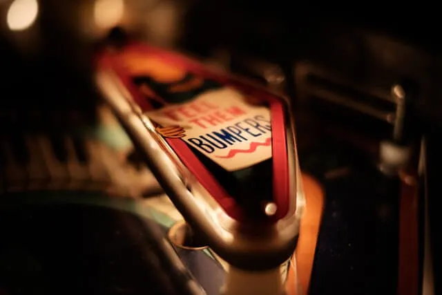 Close up shot of a pinball bumper lit up