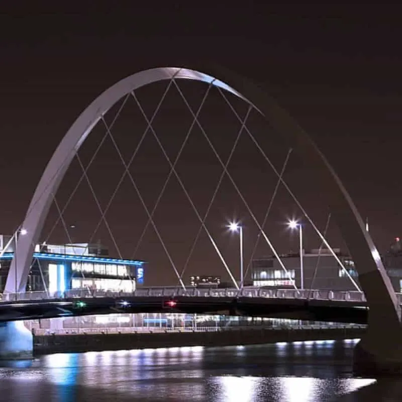 White bridge at night