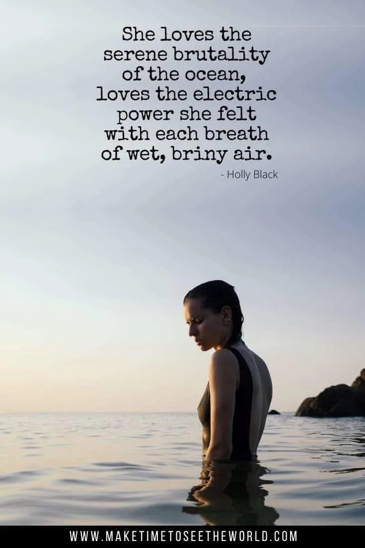 Ocean Quote: She loves the serene brutality of the ocean, loves the electric power she felt with each breath of wet, briny air. - Holly Black