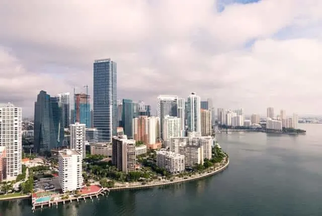 Miami Florida high rise buildings next to the river