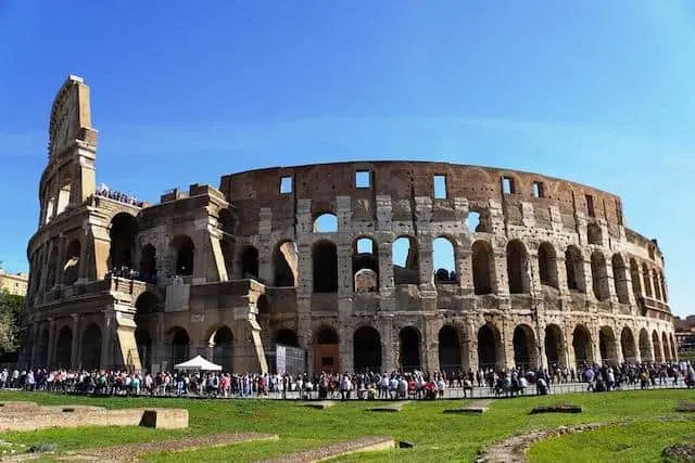 Wide photo of the Colosseum in Rome
