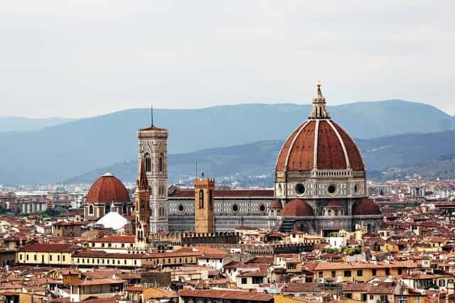 Aerial view of the rooftops in Florence Italy