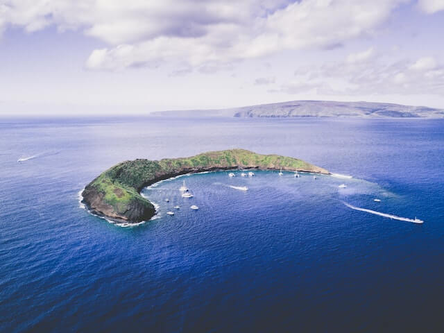 Molokini Island and Crater from above