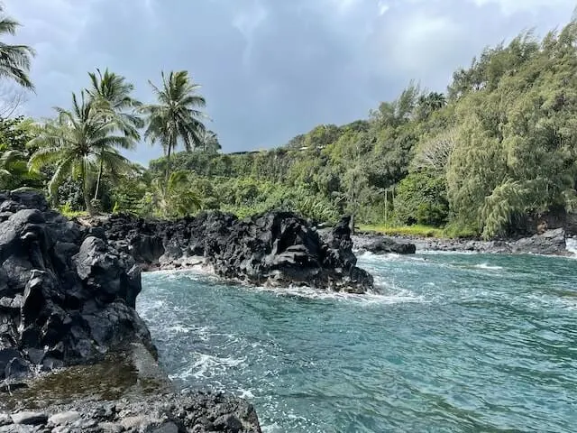 Rocky coastline along the Road To Hana