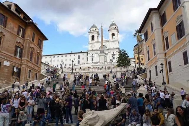 Spanish Steps in rome covered in crowds of people