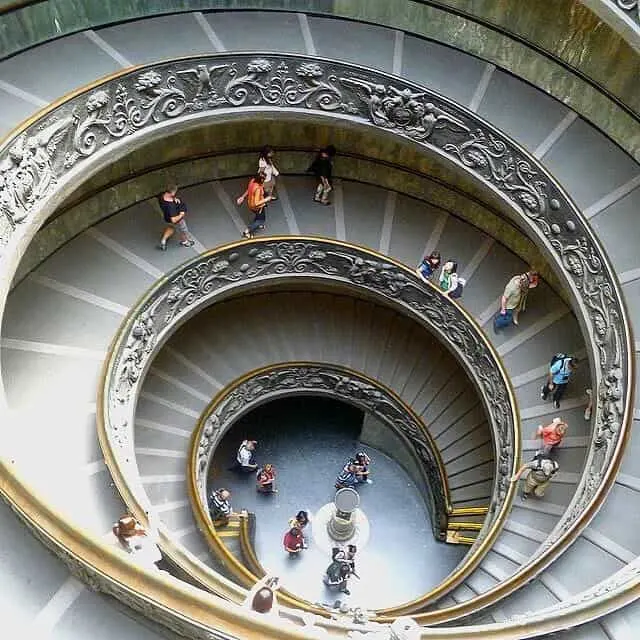 Double Helix Bramante Staircase from above in the Vatican Museums