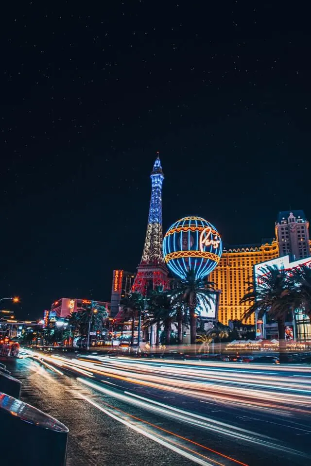 Traffic on the Las Vegas Strip at night