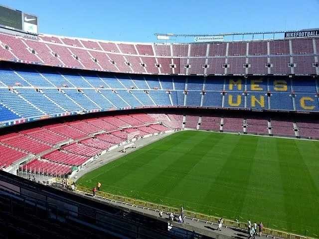Inside an empty Camp Nou Stadium in Barcelona