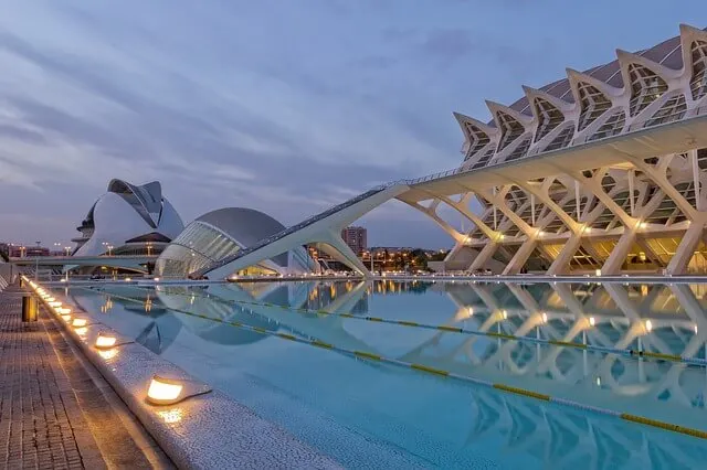 Steel and water art installation in Valencia Spain
