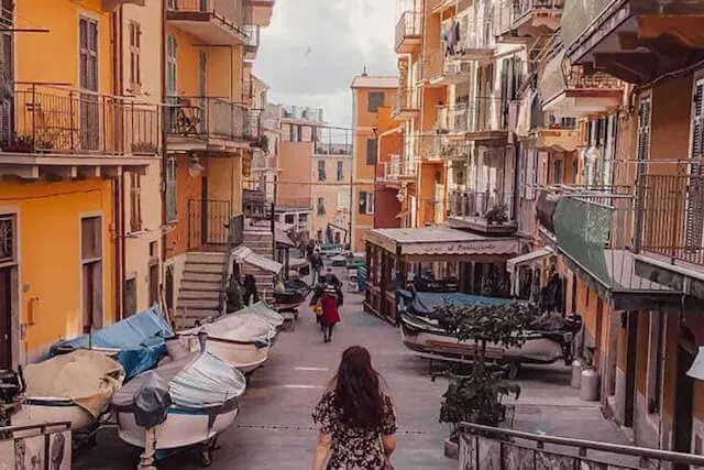 Narrow cobbled streets of Cinque Terre