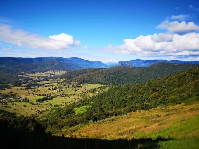 Green rolling hills of Lamington National Park near Brisbane