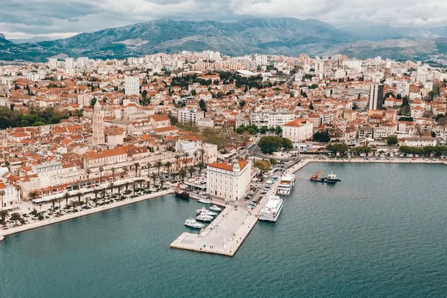 Aerial view of the port city of Split, Croatia