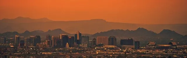 Phoenix Arizona covered in a red desert haze