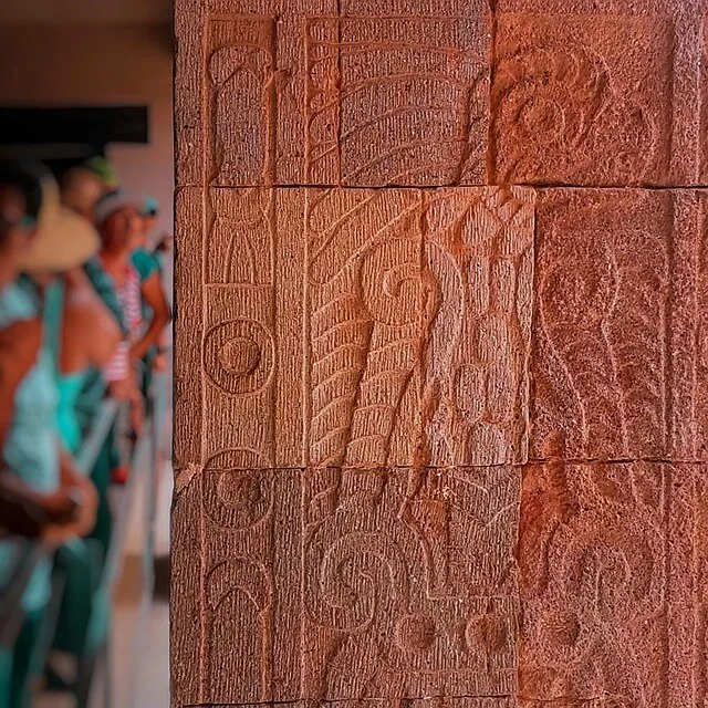 Mexican carvd wall art in a museum