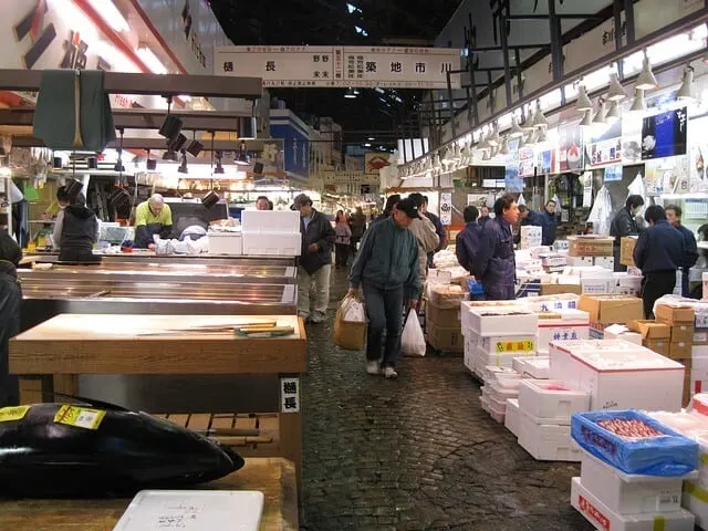 Inside of the Tsukiji Fish Market