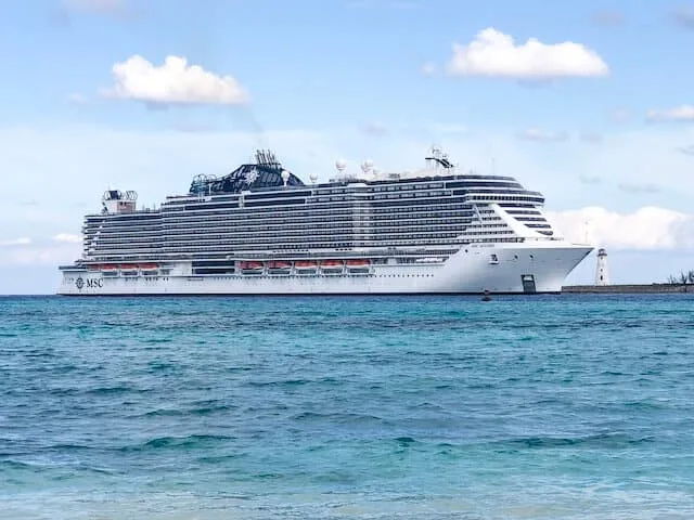 MSC Seaside Cruise ship anchored at sea