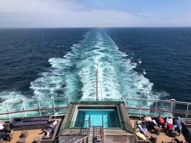 Wake views at the back of a cruise ship