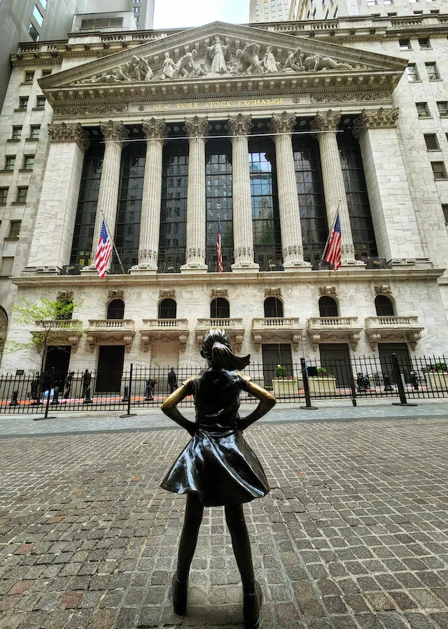Fearless Girl Statue Facing the New York Stock Exchange