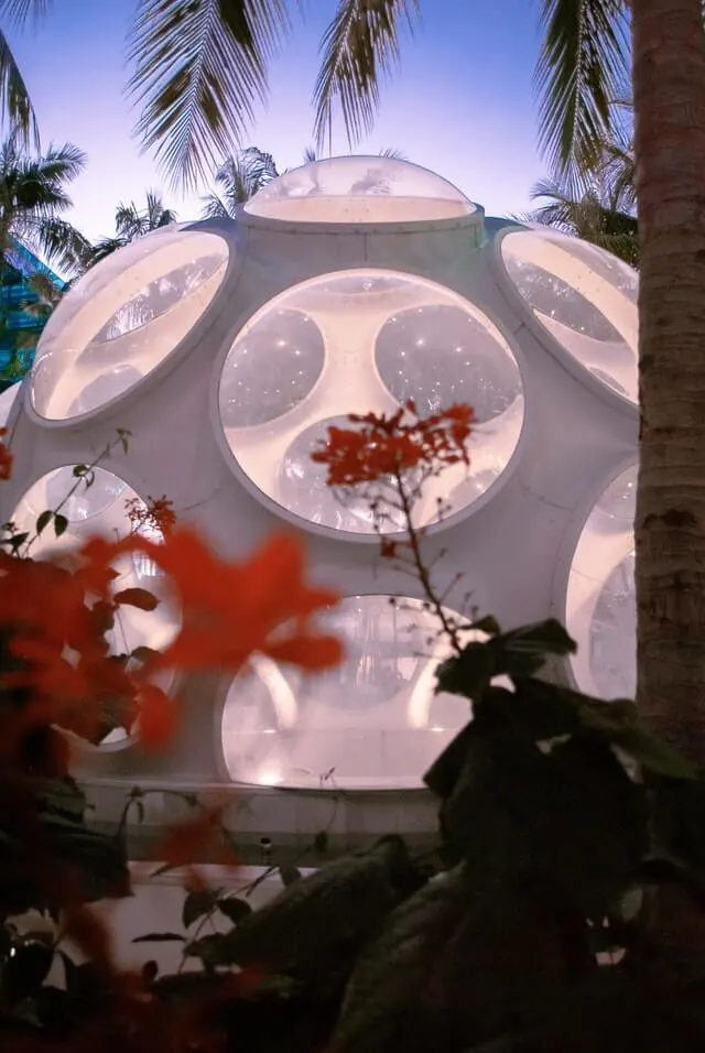 White bubble sculpture in Miami Design District