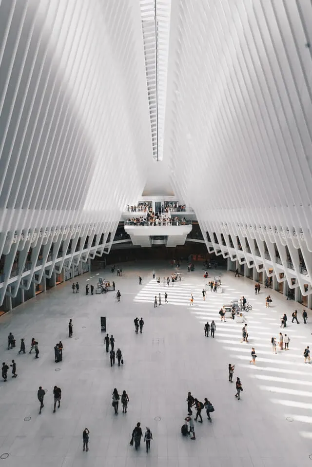 White interior of the Oculus Building