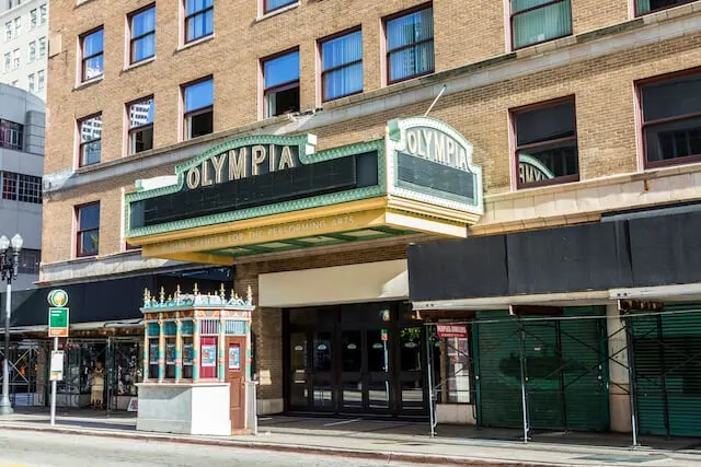 Art Deco Facade of the old Olympia Theater in Miami