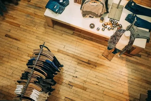 Top down shot of an independent retail clothing store in Philadelphia