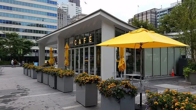 Philadelphia Cafe with a yellow umbrella