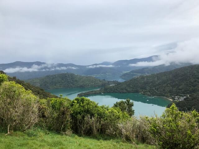 Queen Charlotte Track view over the water below