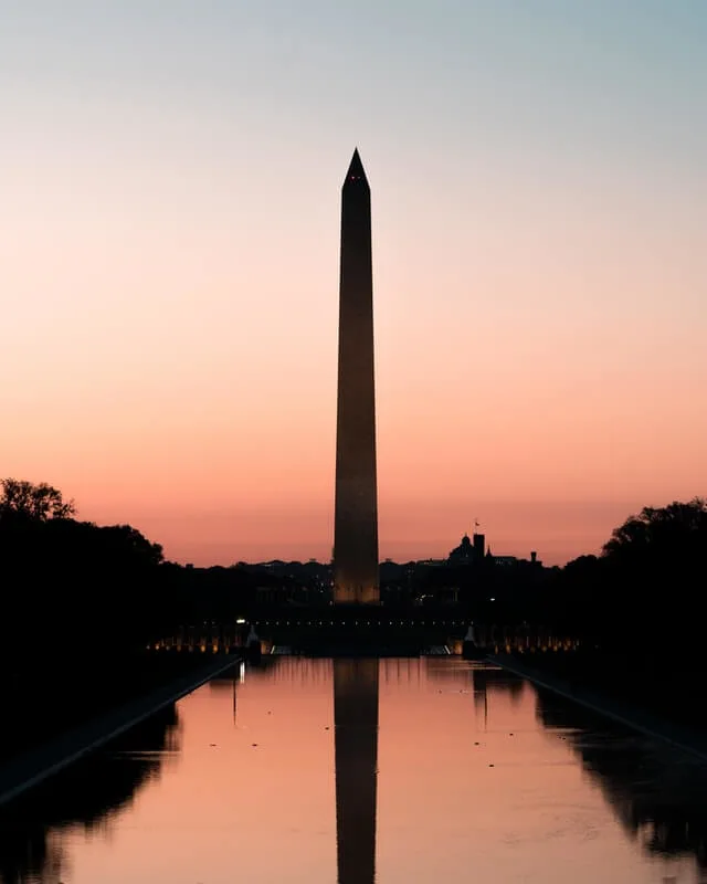 Reflecting Pool & Washington Monument at sunset