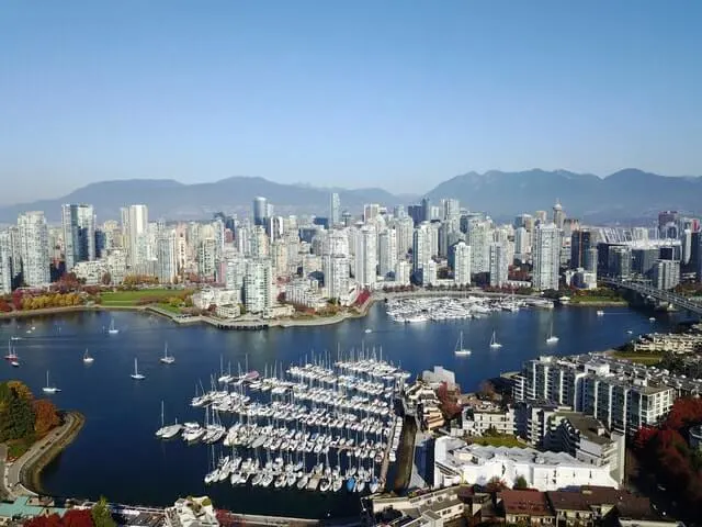 Vancouver city and harbour from above