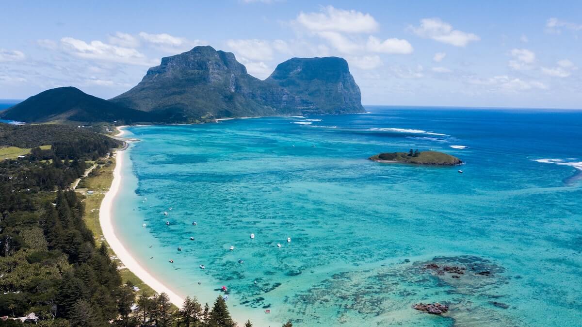 UNESCO World Heritage Sites in Australia cover photo of Lord Howe Island from above