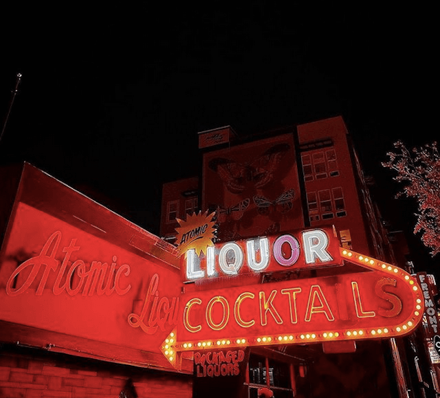 Neon Signage of Atomic Liquors