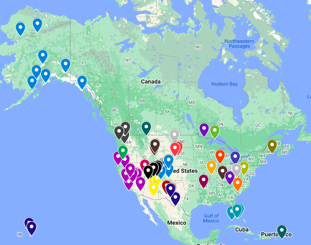 Interactive and Color Coded by State United States National Parks Map
