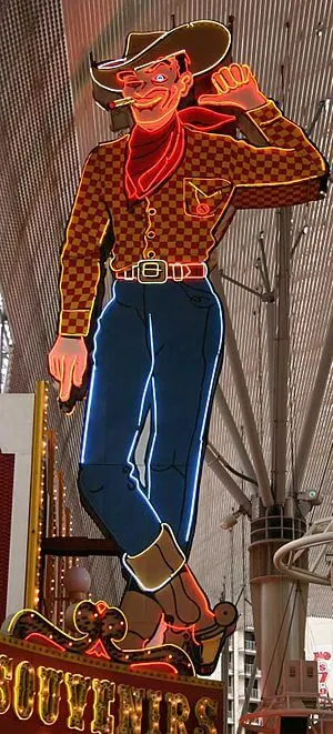 Giant Neon Cowboy called Vegas Vic