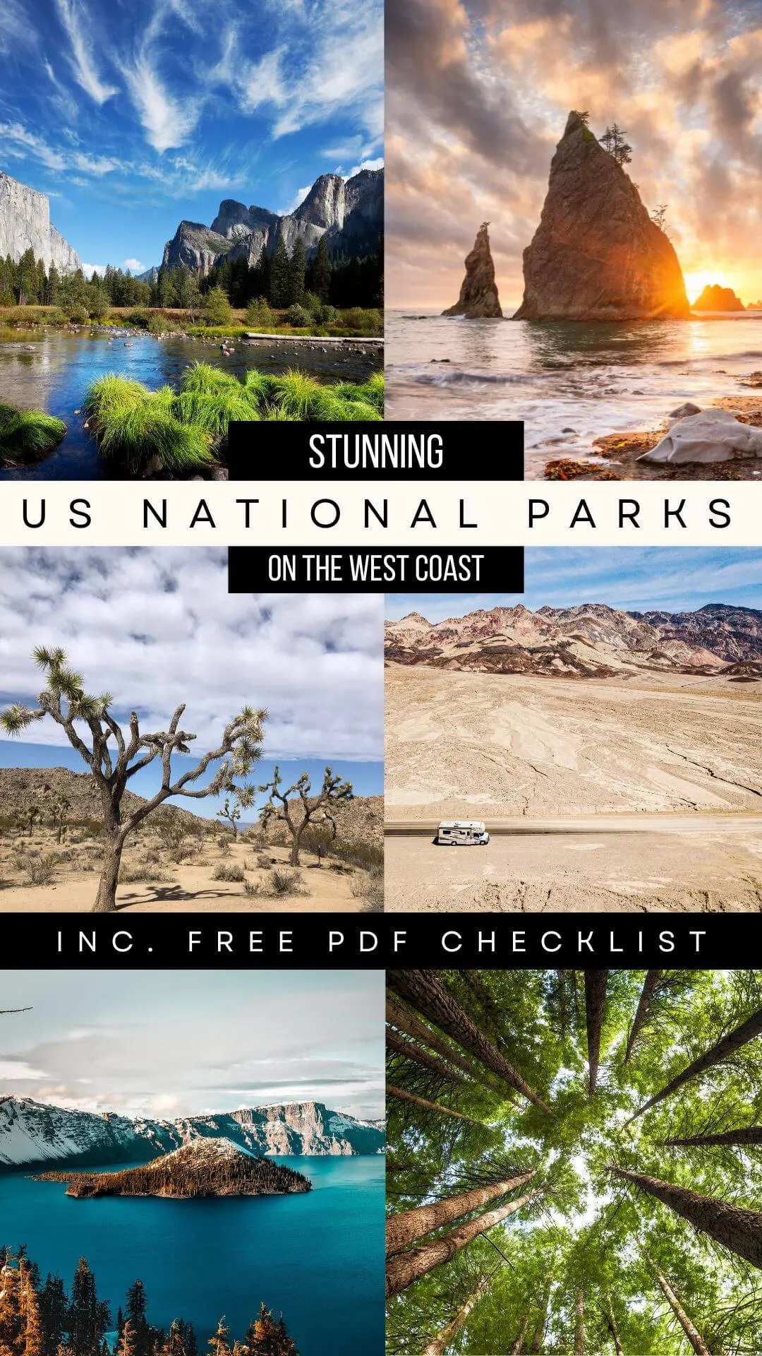 WEST COAST NATIONAL PARKS IN THE USA pin image collage