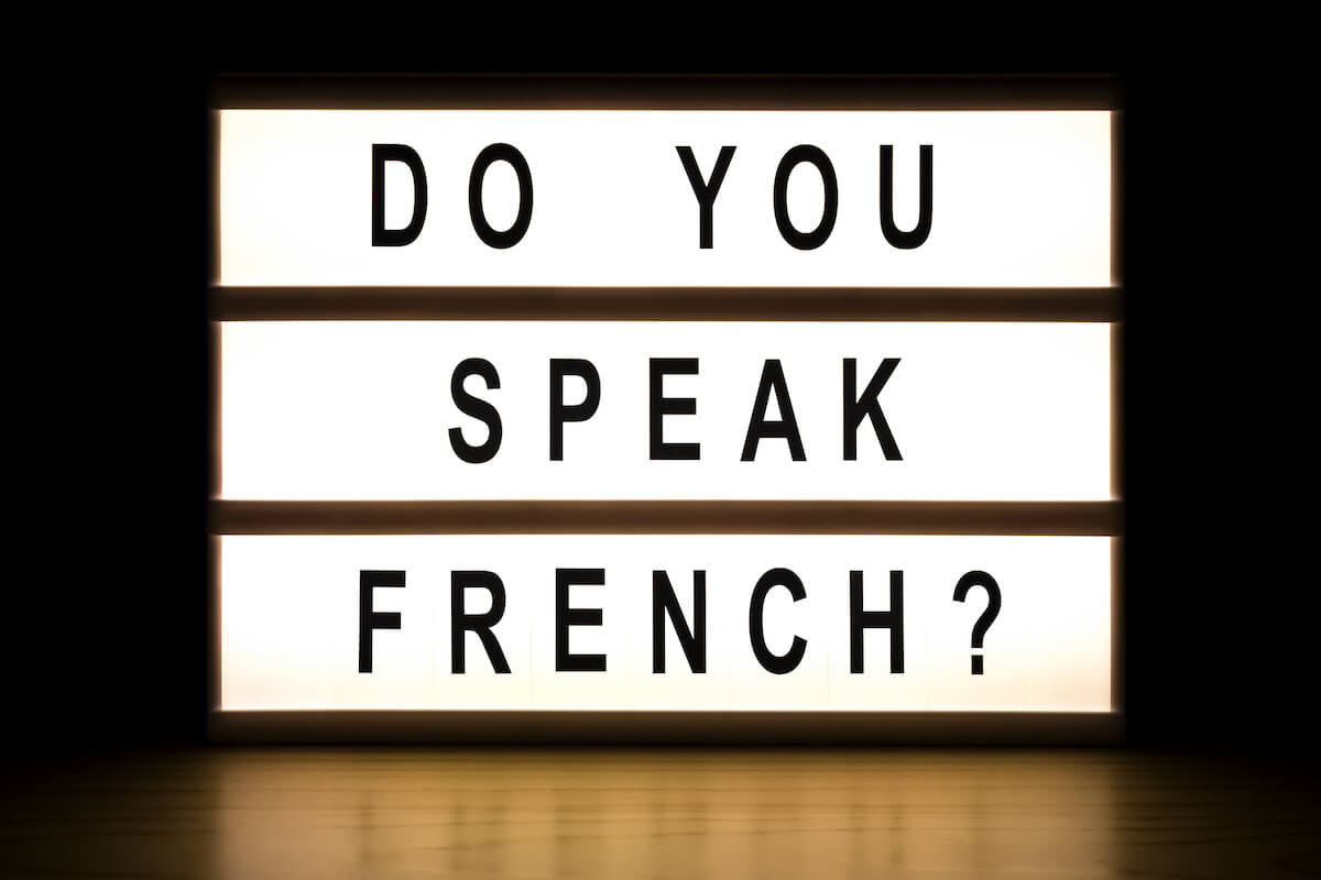 Cover photo of 70 Basic French Words and Phrases for Travel post featuring a lightbox with the words: Do You Speak French?